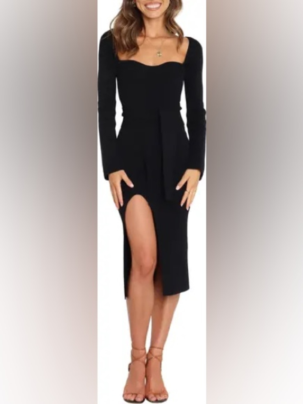 Petal + Pup Aquerelle Sweetheart Neck Long Sleeve Sweater Dress Sz 8